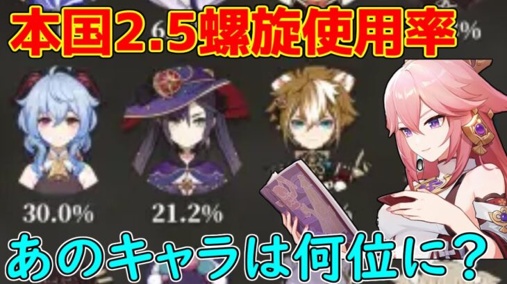 【原神】本国の各キャラクター2 5螺旋使用率が判明！【攻略解説】【ゆっくり実況】八重神子 螺旋 雷電将軍 中国 12層 淵下宮｜動画配信者支援ブログ